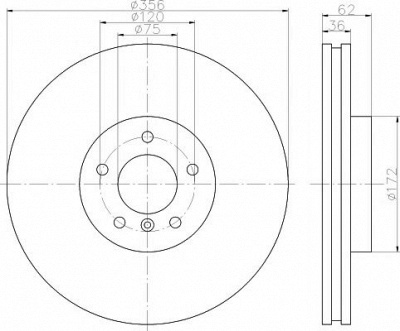 HELLA PAGID 8dd355121361 -  Тормозной диск